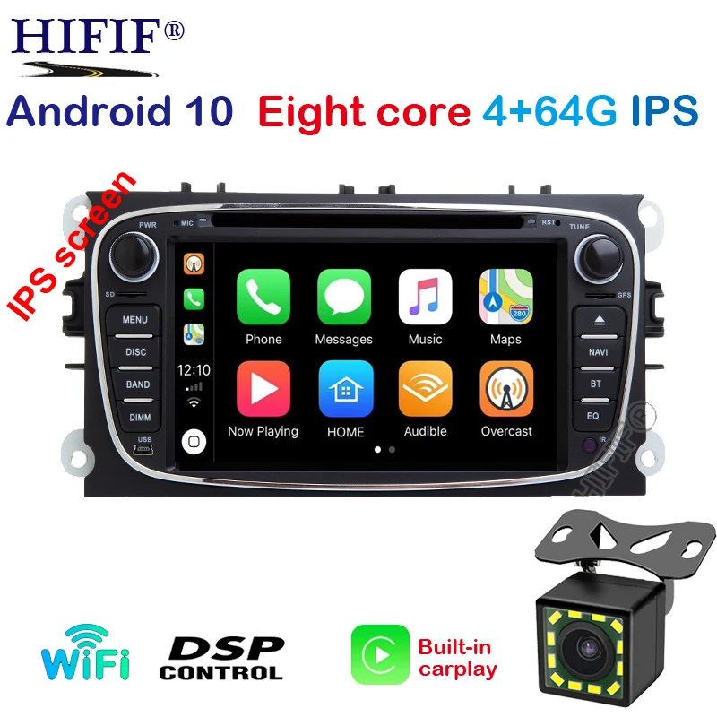 Android 10 8 ядер/4 ядра 4G/2G RAM DSP IPS 2 din автомобильный DVD GPS для FORD Focus S MAX Mondeo C Galaxy радио