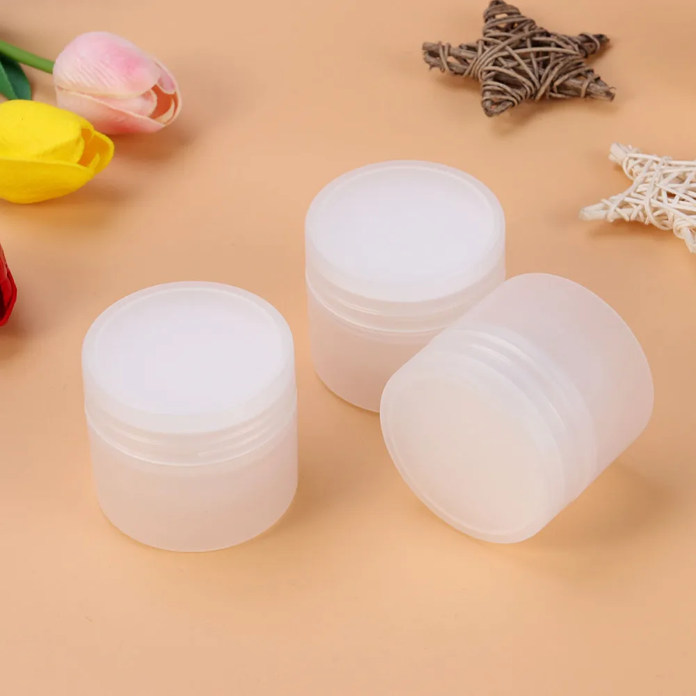 

3pcs 50g Double Layer Travel Bottles Portable Cosmetic Container Empty Cream Facial Mask Jar Pot (Transparent, with Inner Cap)