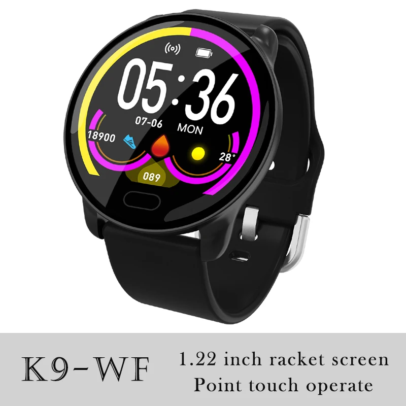 K9 Black rubber 696 K9-WF, полный педометр с сенсорным управлением, Смарт-часы, фитнес-трекер, монитор сердечного ритма, кровяное давление, Смарт-часы, смарт-браслет - Цвет: K9 Black rubber