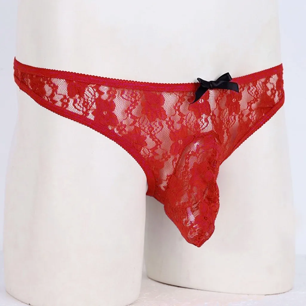 Сексуальное нижнее белье мужские трусы кружевное Мужское ажурные стринги для
