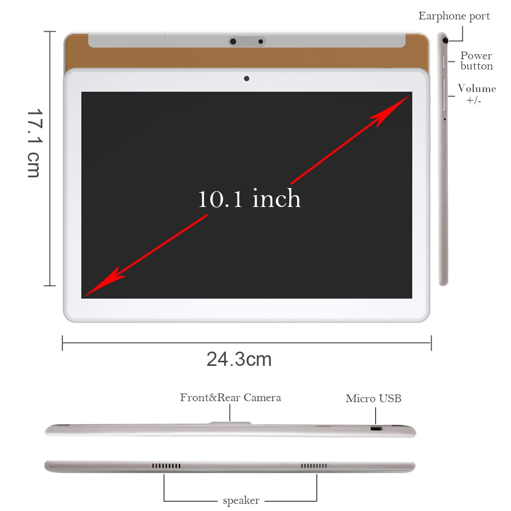 Анри Телефонный звонок Tablet Pc 4G 10 1 дюймов Octa Core Android 8 1280x800 HD IPS встроенный 3G/4G Wi Fi