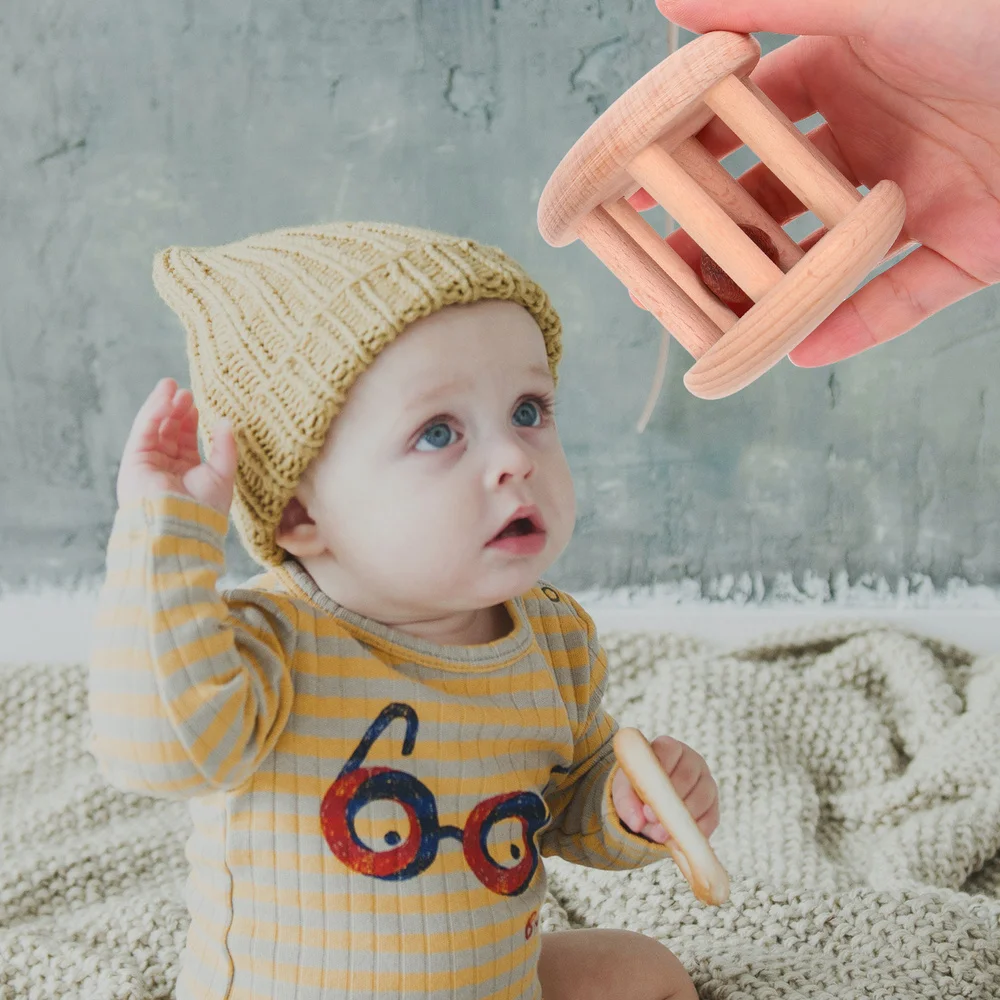 

Children Wooden Rattle Baby Pacifying Handbell Early Educational