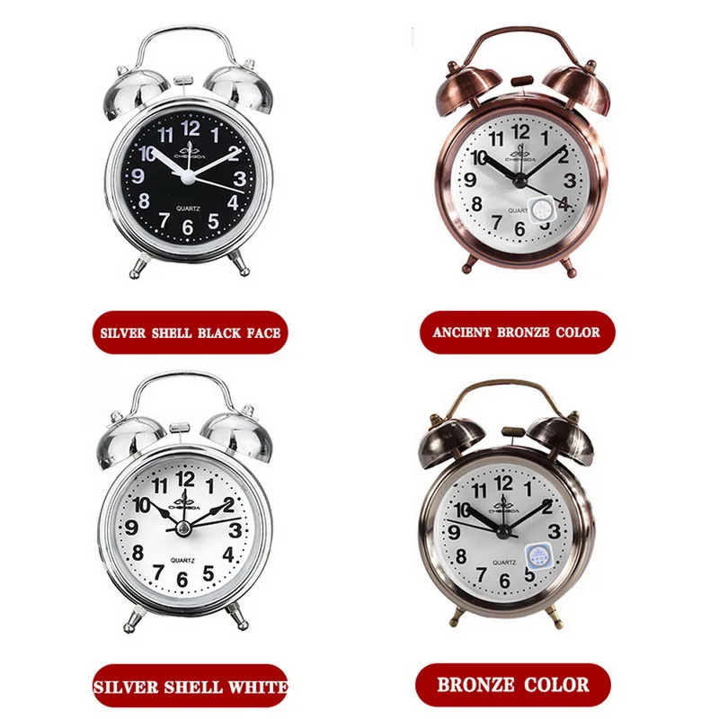 Будильник винтажный Ретро тихий указатель часы Круглый номер двойной громкий