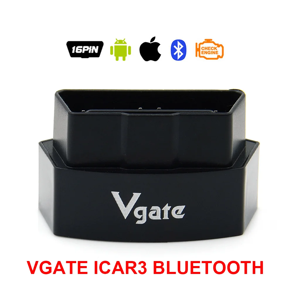 Elm327 Vgate iCar3 Bluetooth OBDII OBD2 elm327 iCar 3 Bluetooth диагностический интерфейс для Android ПК низкая цена - Цвет: Black