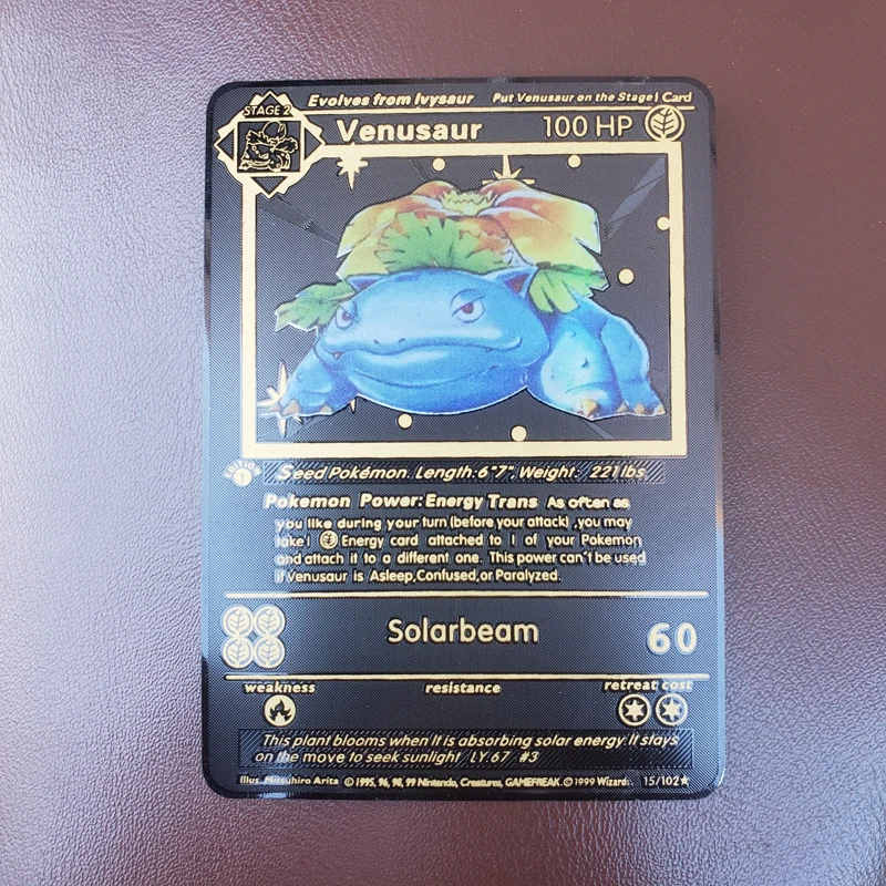 YU GI OH Золотая карта металлическая карта местный японский Золотой глаз белый дракон VOL издание Коллекционная карта детская игрушка подарок - Цвет: Venusaur Black