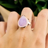 big waterdrop pink stone ring beautiful whiterose gold color jewellery nice wife gift top jewelry rings fast delivery