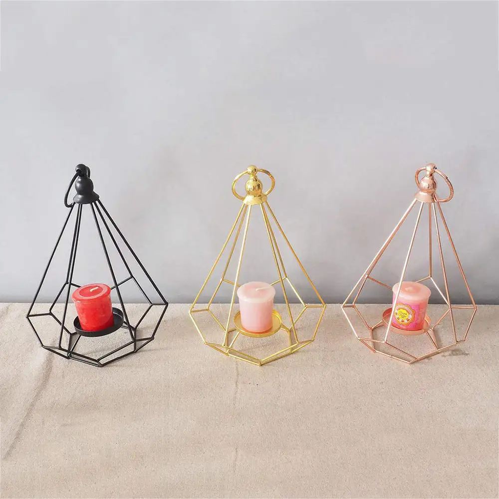 Геометрический Железный подсвечник для свечи романтический реквизит прочный