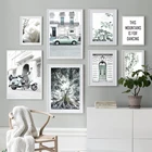 Настенная картина в стиле ретро с изображением автомобиля мотоцикла ворот роз листьев дерева Настенная Картина на холсте скандинавские плакаты и принты настенные картины для декора гостиной