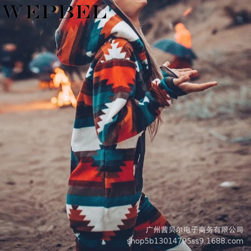 

WEPBEL Women Vintage Autumn Winter Warm Plush Hooded Romper Ladies Patchwork Homewear Sleepwear Overalls