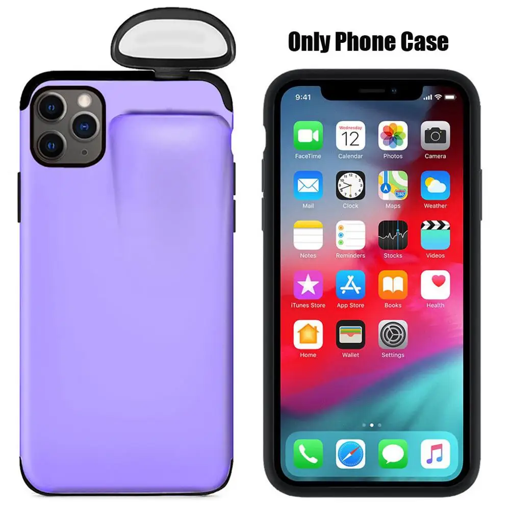 purple Жидкий силиконовый чехол для телефона для IPhone 11/Pro/MAX/XR/XS/X для Air Pods 2 в 1 мягкий чехол для 7 Plus/8 Plus - Цвет: purple