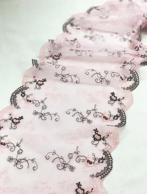 2 м/лот 23 см розовый с двусторонней вышивкой сетчатая кружевная отделка винтажная