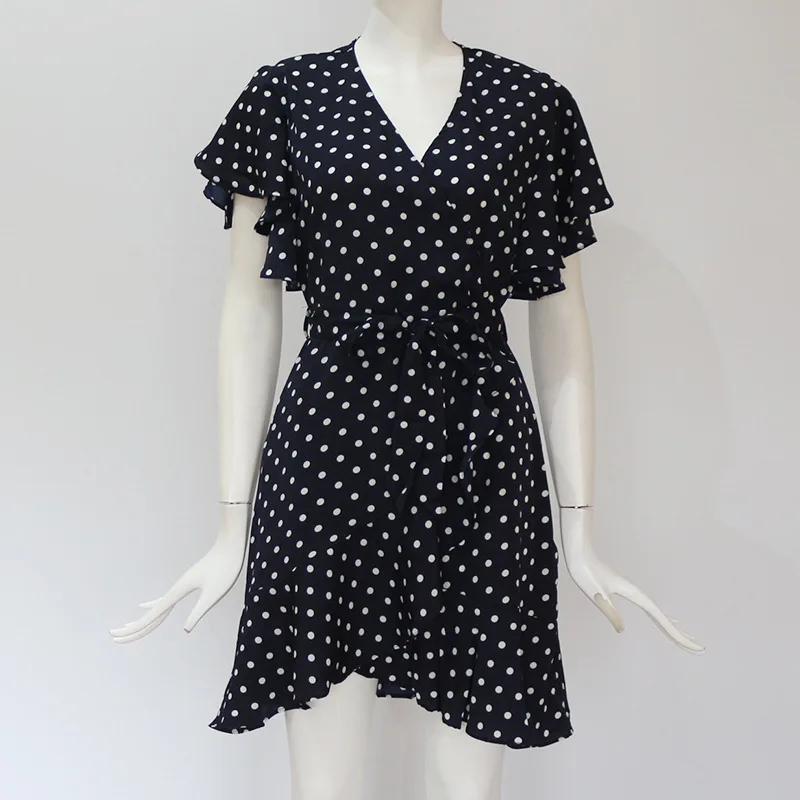 

Dress Women Summer 2020 Boho Beach Casual Dot Sashes Dresses Vestidos Robes Kobieta Sukienka Jurken Robe Femme Free Shipping
