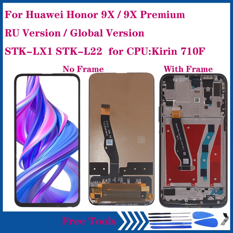 

ЖК-дисплей 6,59 дюйма для Huawei Honor 9X Premium STK-LX1, STK-L22, global edition, сенсорный экран, дигитайзер в сборе с рамкой