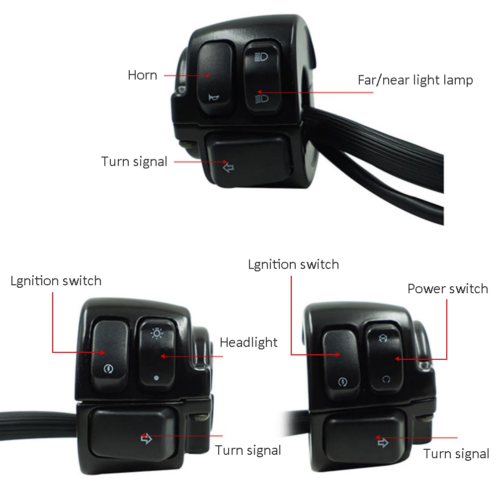 1 пара 25 мм руль переключатель управления убить старт сигнал поворота с жгутом