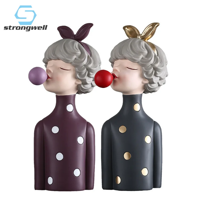 Strongwell Скандинавская статуя девушки с пузырьками абстрактная скульптура из смолы