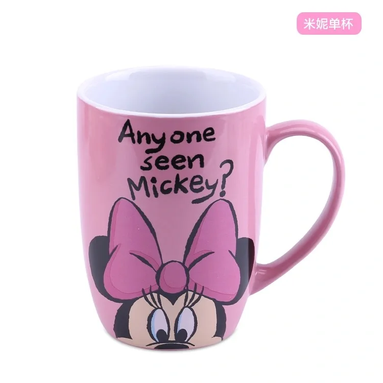 New 350 ML girls red Minnie Straight drink cup Cartoon Pooh Girlfriend Ceramic Cups Milk Handle Coffee Mug