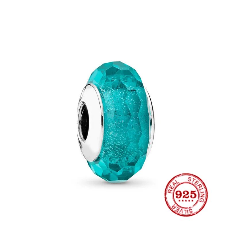 Модная подвеска Стерлинговое Серебро оригинал 1:1 стекло с розовым цветком в виде