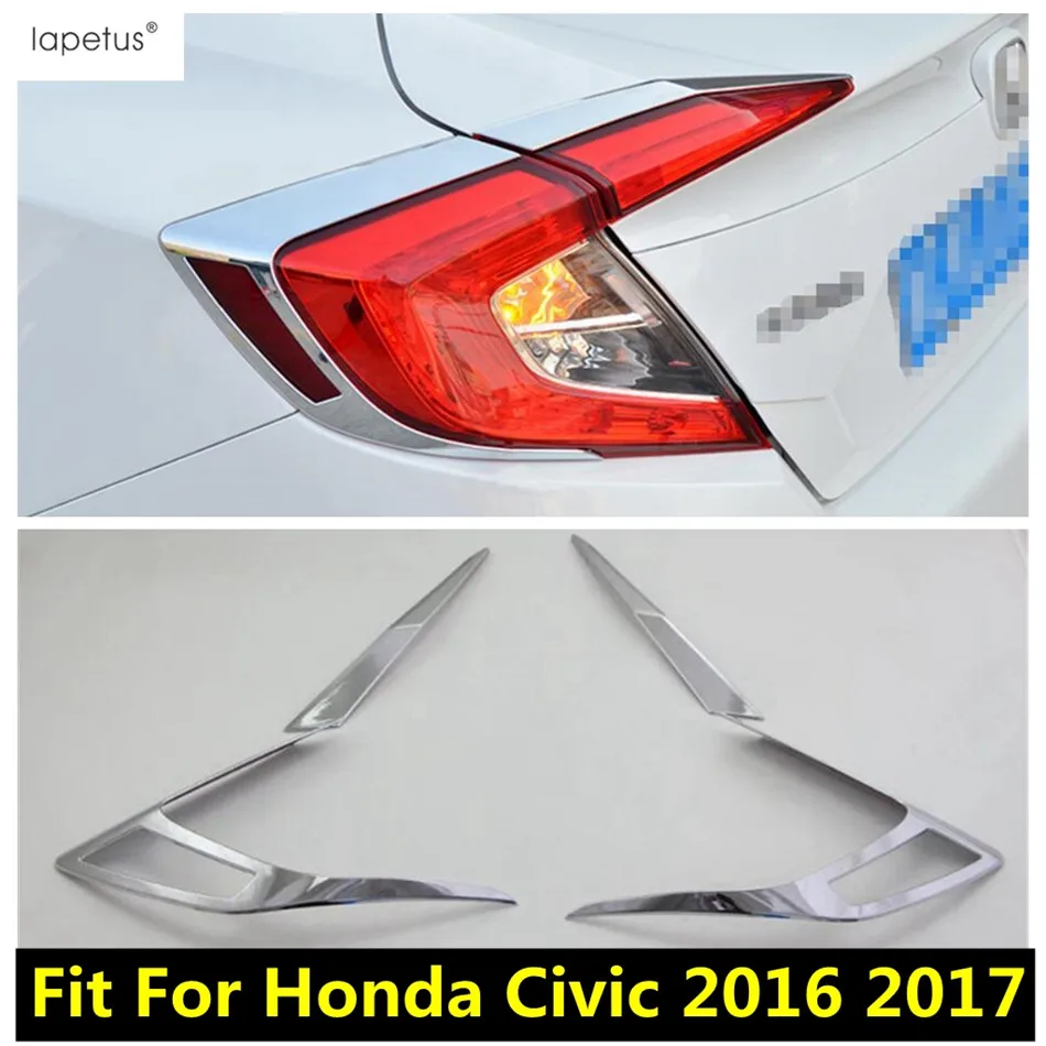 

ABS Chrome Accessories For Honda Civic 2016 2017 2018 Rear Trunk Tail Lights Eyelid Eyebrow Molding Cover Kit Trim Exterior