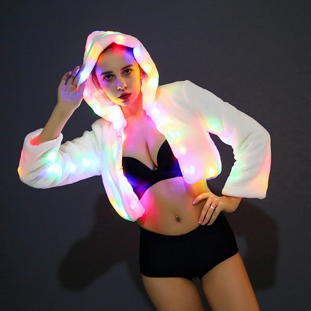 Рождественские светодиодные лампы светящееся пальто Женская барная Куртка