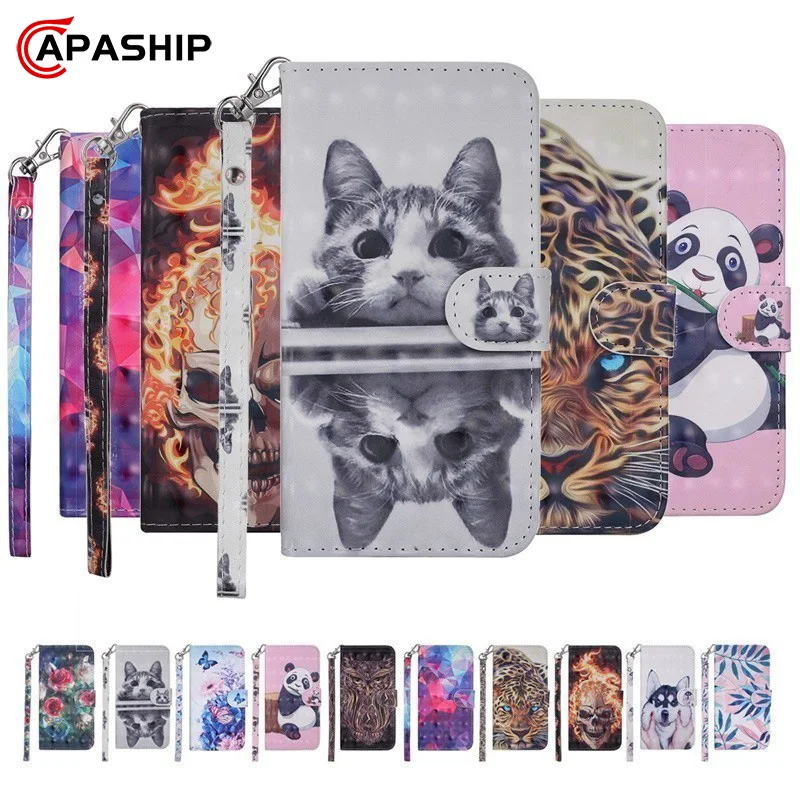 Симпатичный 3D мультяшный чехол кошелек для Huawei P8 Lite 2017 P9Lite P10Lite P20 P30 Pro Mate 10 20 X Honor 7A