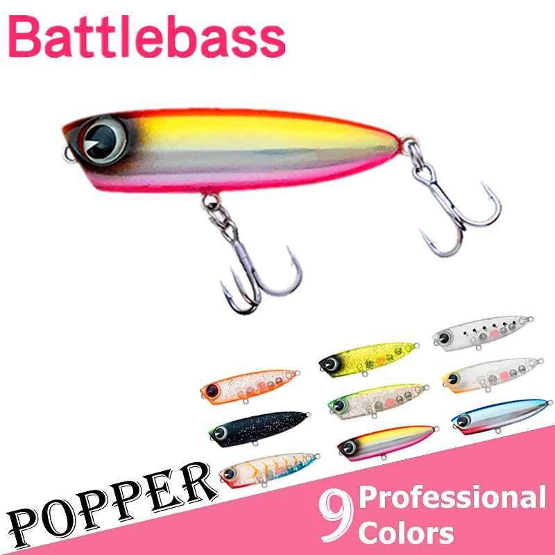 BATTLEBASS Top Water Popper Bait 4.5cm 3g Fishing Lure 1Piece/Lot Plastic Wobbler for Horses mouth | Спорт и развлечения