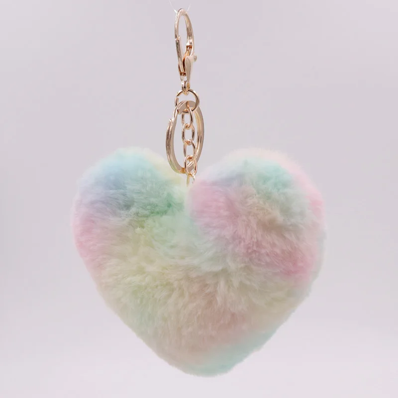 

2021 New Ins Fantasy Temperament Color Plush Love Keychain Fashion Japanese Love Bag Pendant Female Car Key Hanging