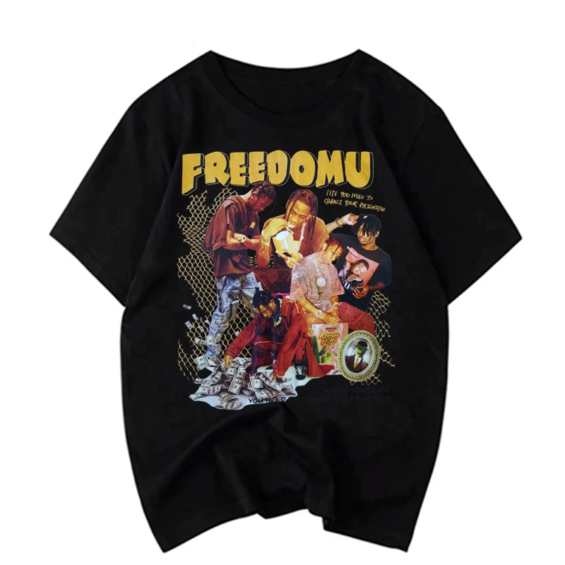 

2021 New Men Hip Hop T-shi Print T-shi Streetwr Tshi Oveized Harajukummer Tops Te 100% Cato