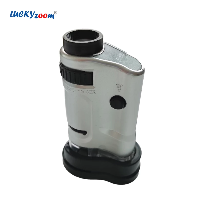 

Adjustable 20-40X Magnifying Glass With Stand Base Portable Illuminated Magnifier Lamp Loupe LED Lupa Mini Microscope Lupe