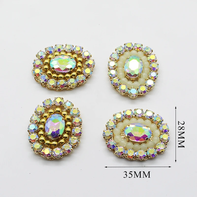 Стеклянные пуговицы со стразами 2 шт./лот 35*28 мм | Дом и сад
