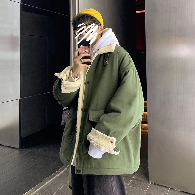 2019 зимняя мужская утепленная одежда из овечьей шерсти с хлопковой подкладкой