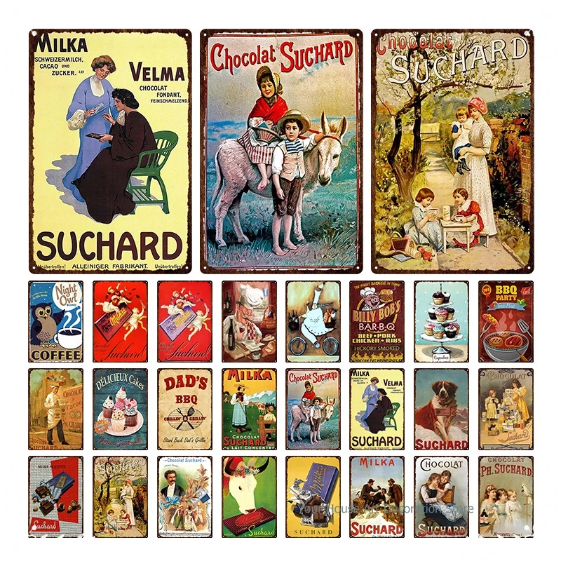 

Suchard Milka Metal Tin Signs Estrella Damm Beer Plaque Coffee Fitness Wall Art Iron Painting Pub Plaque Funny Metal Poster Club