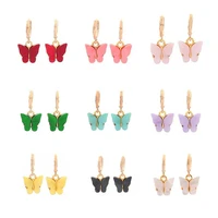 fashion candy color butterfly earrings for women korean insect acrylic charm stud earring girls indian jewelry wholesale