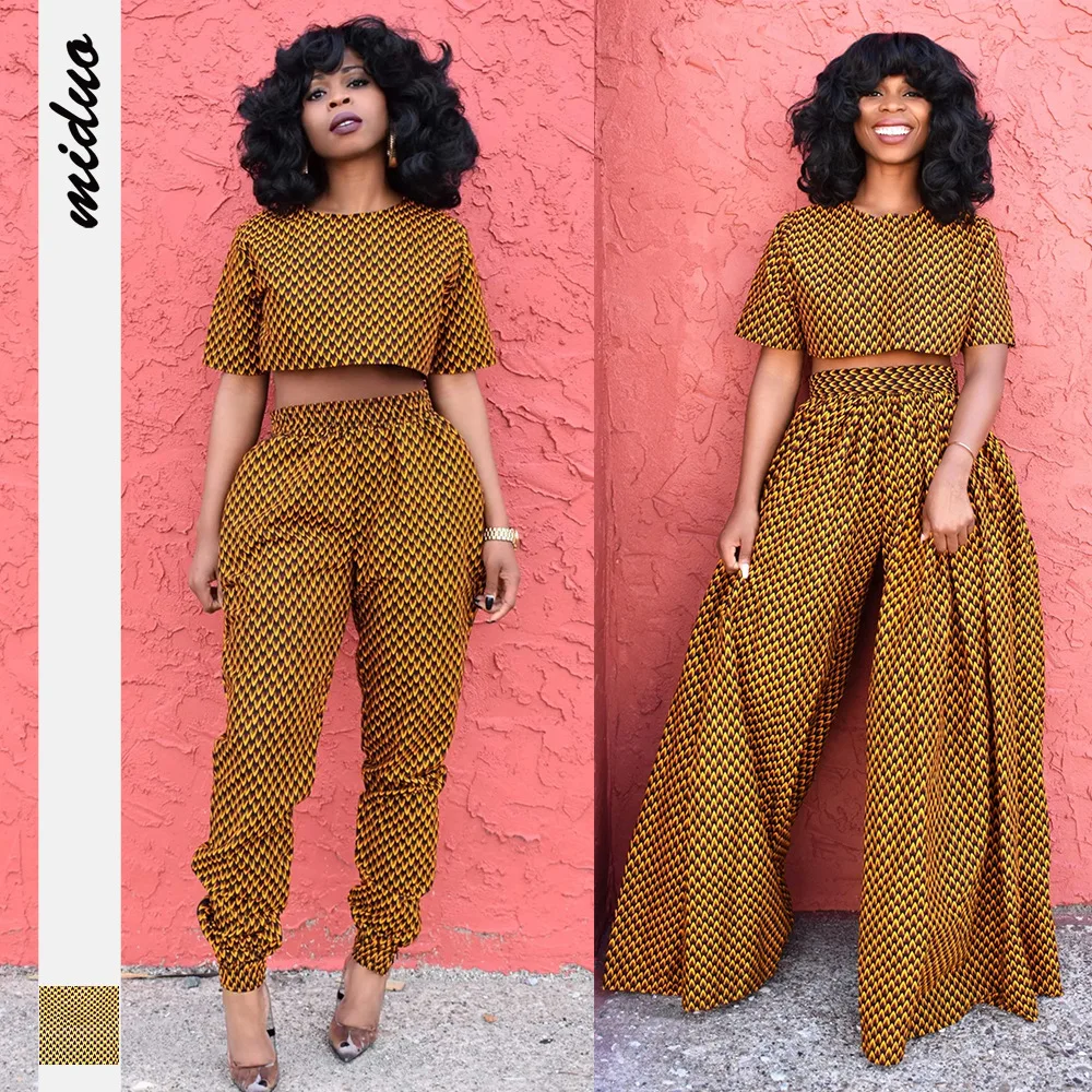

Fashion African Clothes 2020 New Dashiki Print Ankara Top and Wide Leg Pant Suit High Waist African Dresses for Women Robe Party