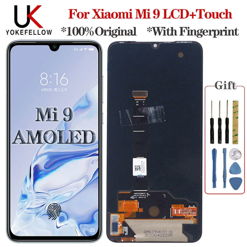 Оригинальный AMOLED ЖК дисплей 6 39 дюйма для Xiaomi Mi 9 дигитайзер сенсорного экрана в