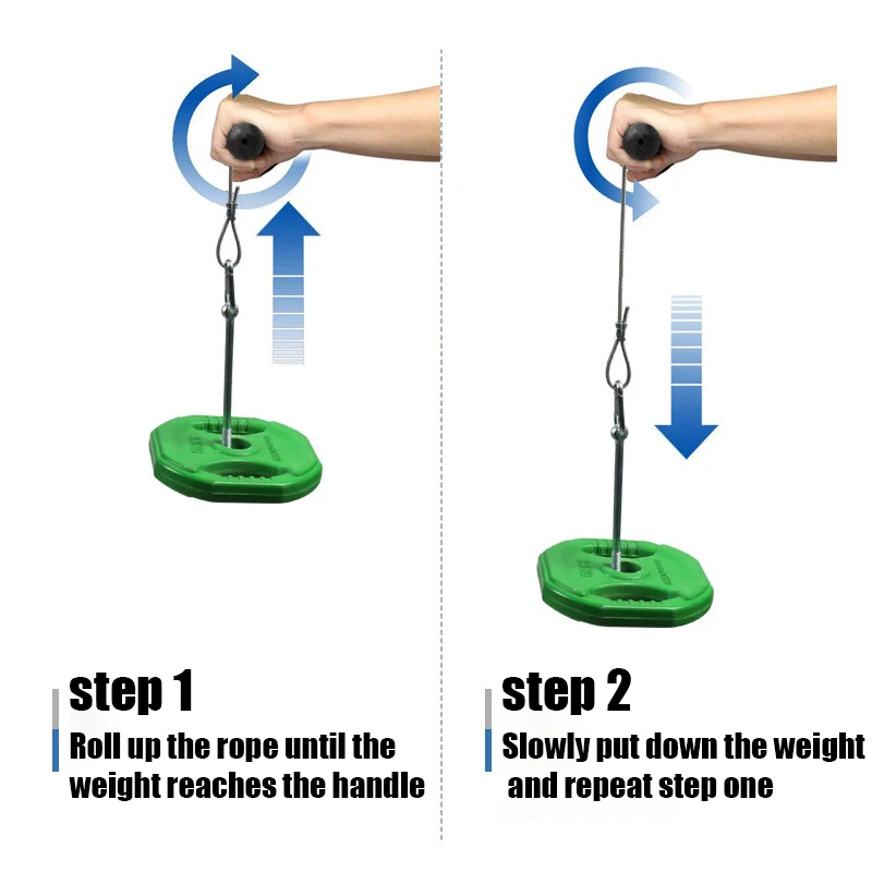 구매 팔뚝 트레이너 손목 손 그립 근육 강도 훈련 보디 빌딩 체육관 휘트니스 운동 밧줄 롤러 휴대용 장비