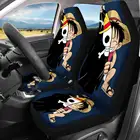 Чехол на сиденье автомобиля HUGSIDEA с принтом аниме Луффи, 2 шт., интерьерный декор, подходит для большинства автомобилей, внедорожниковгрузовиков, защитная подушка на сиденье