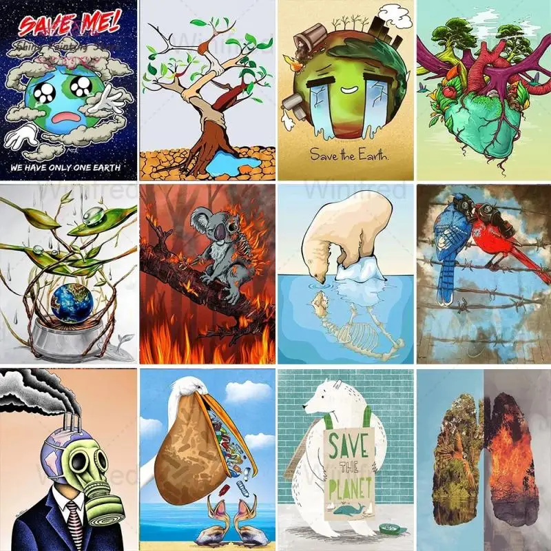 

5D DIY Детская алмазная живопись Тема защиты окружающей среды Набор для вышивки крестиком Алмазная мозаика вышивка мультяшная картина подаро...