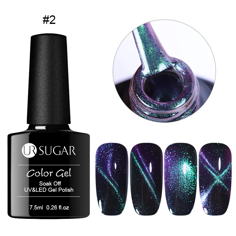 Chameleon 2 Ur Sugar 7,5 мл 9D Гель-лак для ногтей с эффектом «кошачий глаз» лак Хамелеон для использования с магнитом УФ Гель-лак 5D Фиолетовый Синий замачиваемый УФ светодиодный Гель-лак для ногтей - Цвет: Chameleon 2