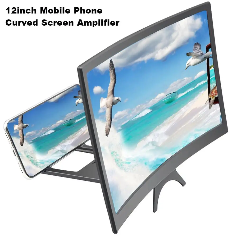 

12inch New Mobile Phone Curved Screen Amplifier HD 3D Video Mobile Phone Magnifying Glass Stand Bracket Phone Foldable Holder