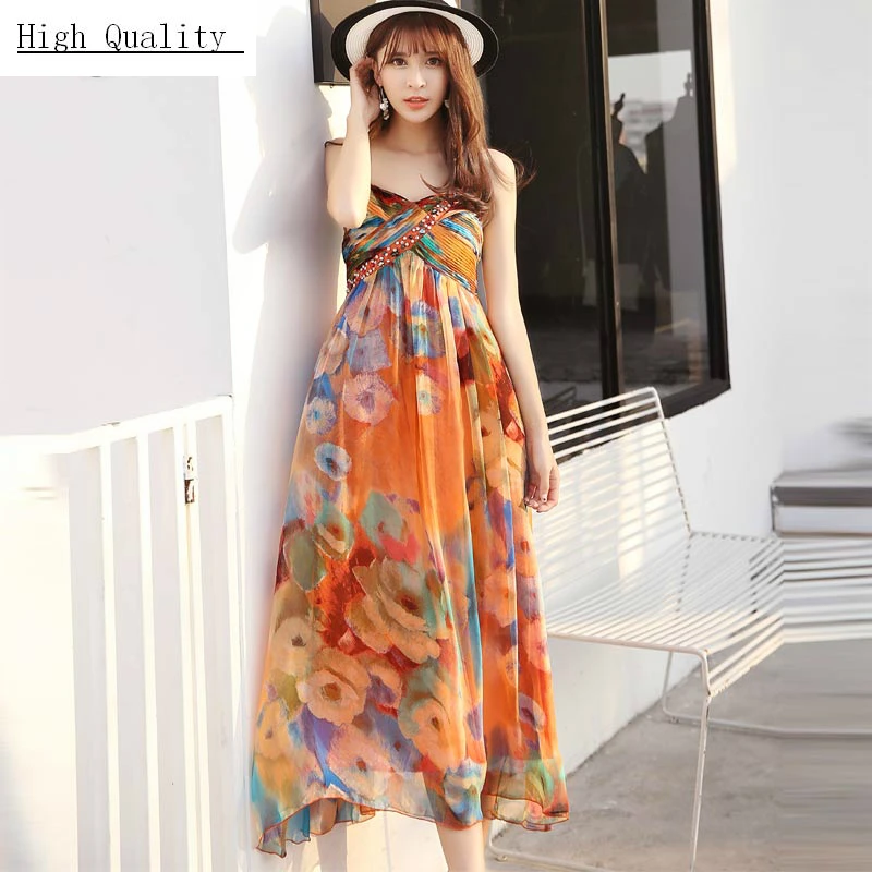 Длинные вечерние платья из натурального шелка женское платье в стиле бохо с