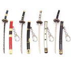 Цельный брелок для ключей для косплея ророноа Зоро, аниме кулон с лезвием меча, цепочка для ключей, модные ювелирные аксессуары для мужчин