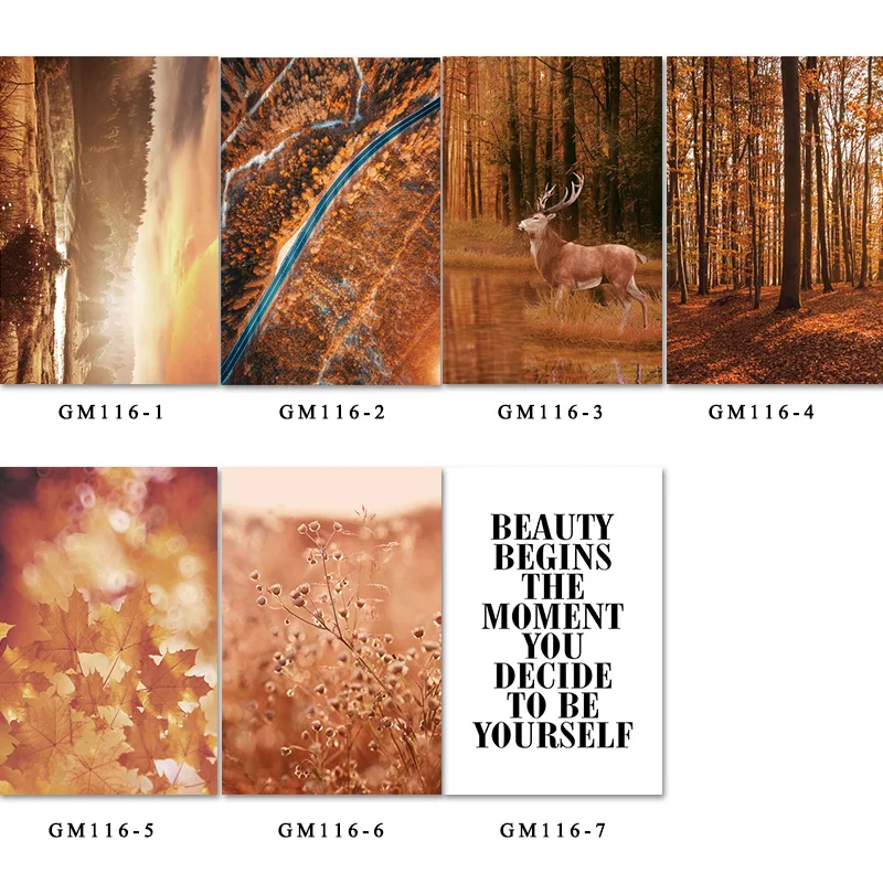 

Autumn Mountain Grass Forest Leaves Quote Wall Art Canvas Painting Nordic Posters and Prints Wall Pictures for Living Room Decor