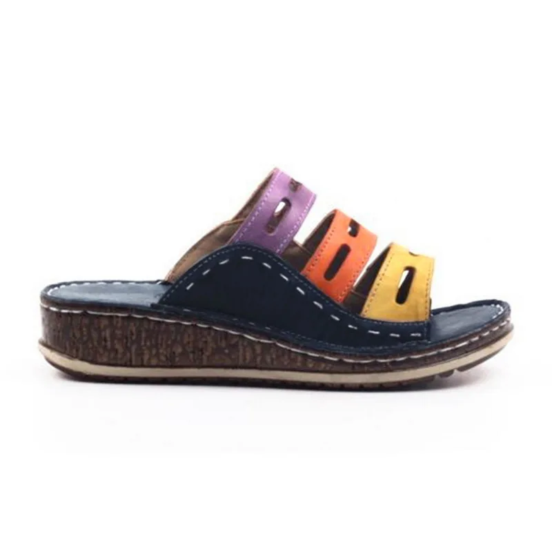 

Women Slippers Retro Ladies Wedges Shoes Sewing Thick Platform Casual Woman Slides Comfort Summer Female Shoes 2021 Hot