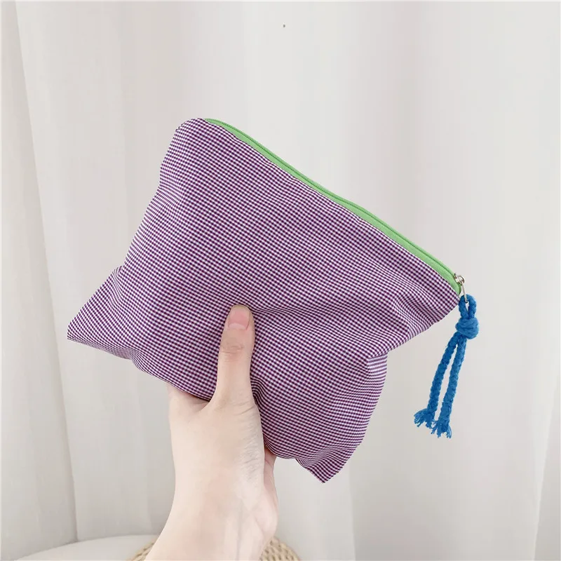 Женская Корейская клетчатая косметичка в клетку дорожный клатч для женщин