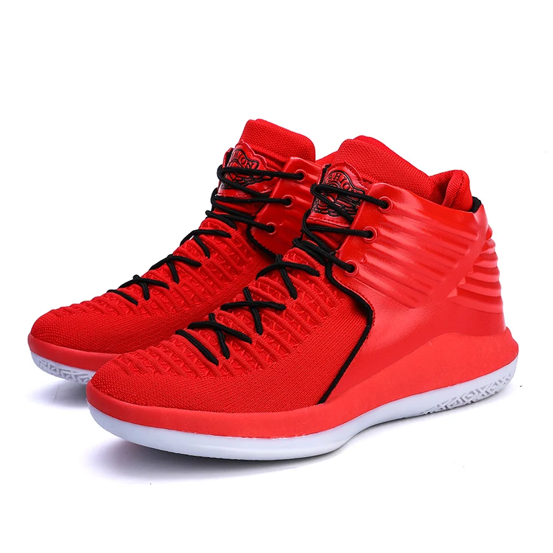 Красный Мужские баскетбольные кроссовки Jordans; классические спортивные кроссовки в стиле ретро с противоскользящей подошвой; мужские ботильоны на шнуровке для спортзала; обувь с корзиной; Homme Chaussure - Цвет: Красный