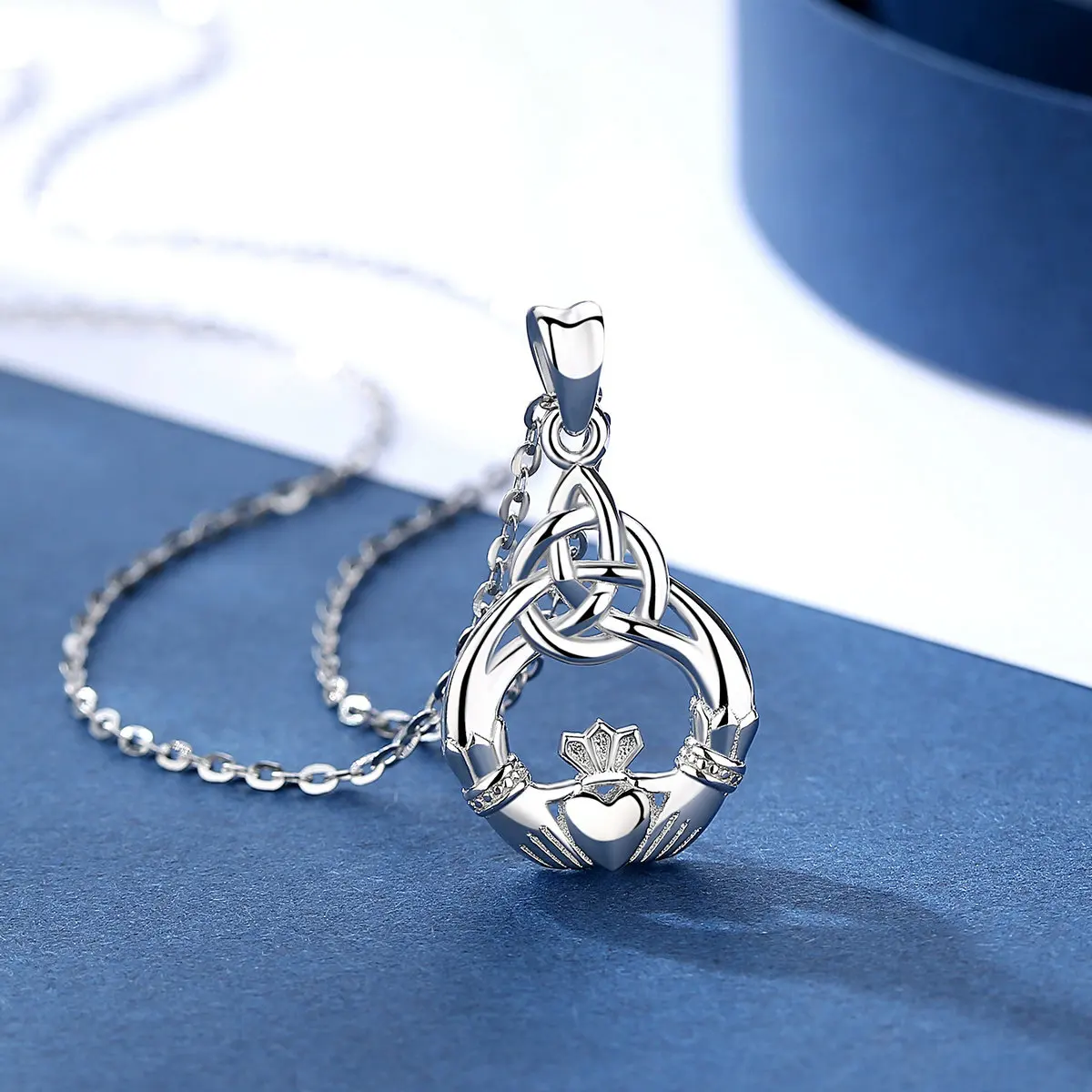 Eudora,, 925 пробы, серебряное ожерелье, кельтский узел, Клэдда, подвески с шармами, ожерелья для женщин, модное ювелирное изделие, подарок-сюрприз, D189