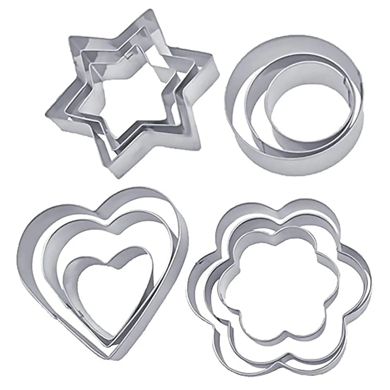

12PC Cookie Cutter Cutting of Biscuits in Stainless Steel Forms Biscuits Flower