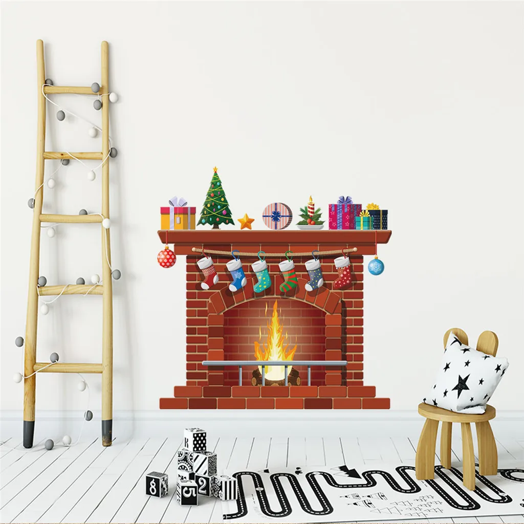 Настенная Наклейка с рисунком камина креативное мобильное настенное украшение