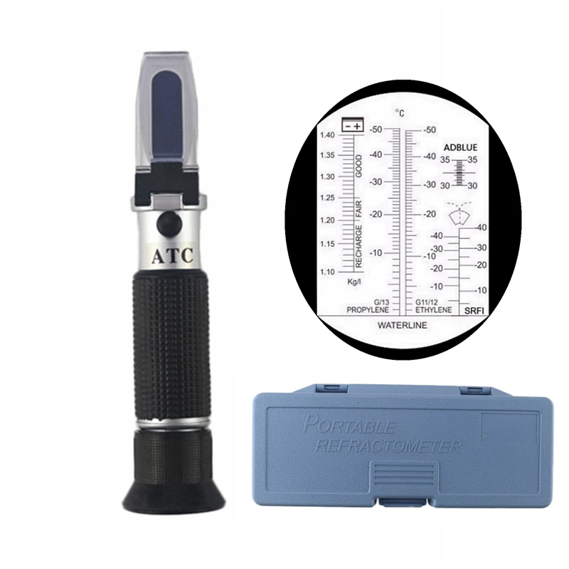 ATC 4 in 1 Handheld Refractometer Antifreeze Adblue Engine Fluid Propylene Ethylene Glycol Car Cleaning Battery Fluids Tester