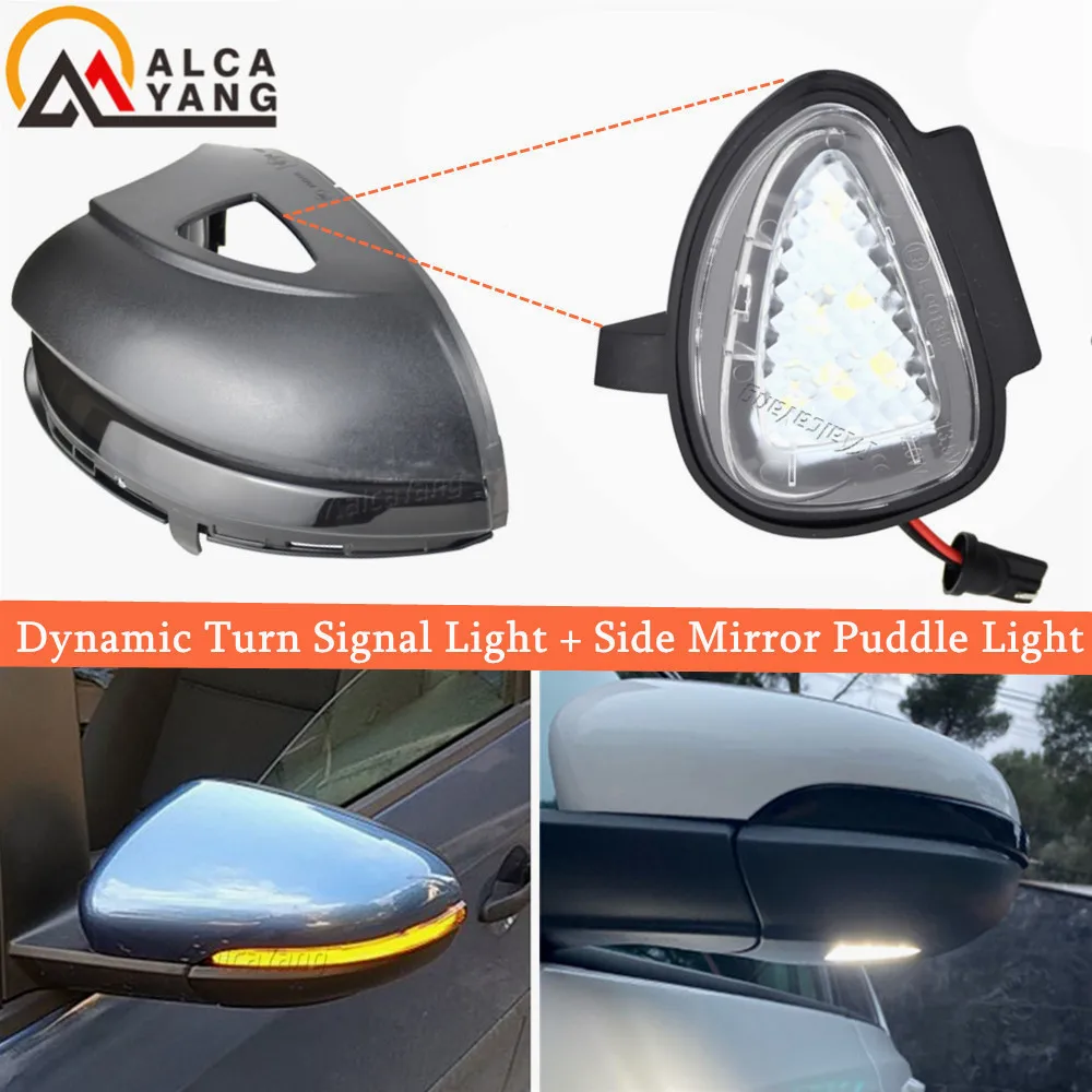 

For VW GOLF 6 MK6 GTI R32 08-14 Touran 1T3 LED Dynamic Side Rearview Mirror Blinker Indicator Sequentail Light + Puddle Light